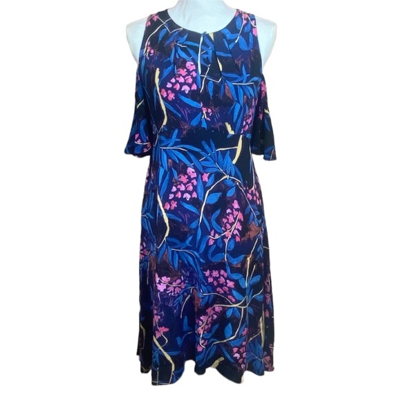 ANTHROPOLOGIE Maeve Elia Dress Cold Shoulder Print - Picture 2 of 14